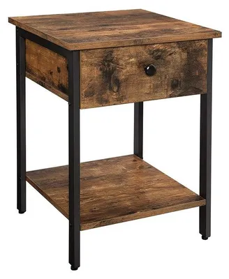 Produktbild von Industrieller Beistelltisch – Nachttisch – Spanplatte – Dunkelbraun – 40 x 40 x 55 cm