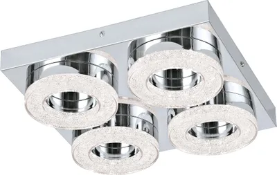 Produktbild von EGLO LED Deckenleuchte Fradelo, Deckenlampe, Wohnzimmerlampe aus Metall und Kunststoff in Chrom, Kristall in Klar, Schlafzimmerlampe, warmweiß, 28 cm