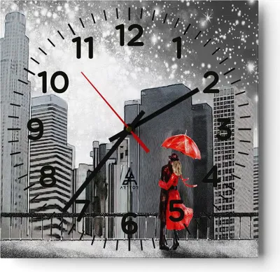 Produktbild von Wanduhr - Quadrat - Glasuhr - Stadt Haus Straße - 40x40cm - Schleichendes Uhrwerk - Lautlos - zum Aufhängen bereit - Dekoration Modern - Wanddekoration aus Glas - C4AC40x40-3948