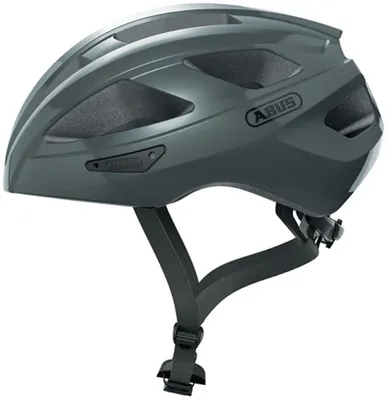 Immagine prodotto di Casco da bici da strada ABUS Macator - casco sportivo per principianti - anche per portatori di codino - per uomo e donna - titanio (grigio lucido), taglia S (51-55 cm)