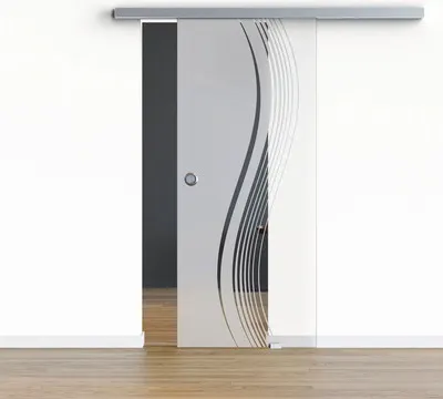 Produktbild von Pertura Glasschiebetür Komplettset Glera Reflect 02 900x2175 mm Rechts inkl. Beschlag Selir Aluminium Edelstahloptik,Gri