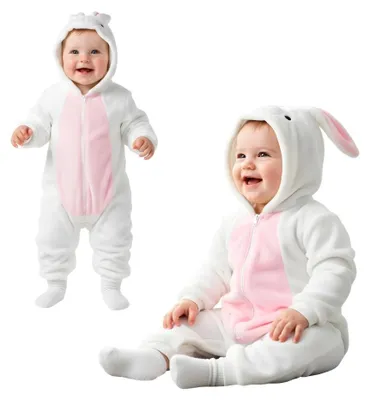 Zdjęcie produktu dla Piżama Onesie Kostium Przebranie Śpiochy Bialy Króliczek Niemowlę 70: 50-65 cm