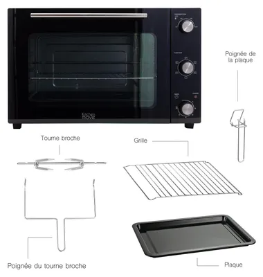Image de Four multifonction chaleur tournante 58l 2000w noir - Kitchen Move - BAT-58RC - arizona