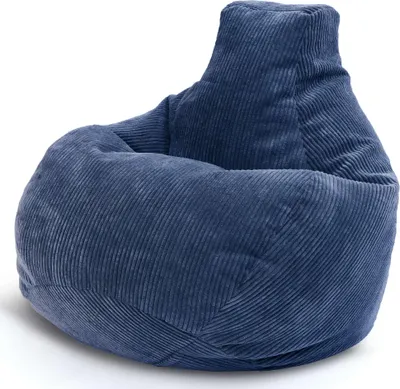 Produktbild von Green Bean® Sitzsack mit Rückenlehne 80x80x90cm - Gaming Chair mit 230L Füllung Cordstoff - Bean Bag Bodenkissen Lounge Sitzhocker Relax-Sessel Gamer Gamingstuhl Dunkelblau