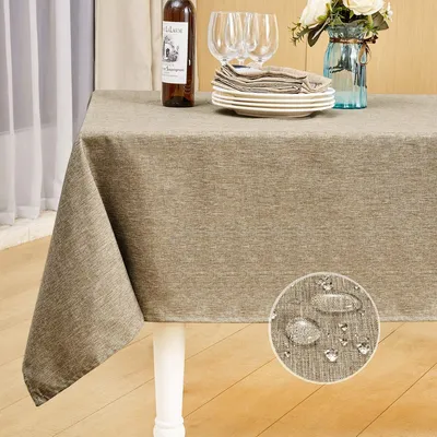 Immagine prodotto di Omgoods - Tovaglia in lino, rettangolare, impermeabile e resistente alle pieghe, ideale per la cucina
