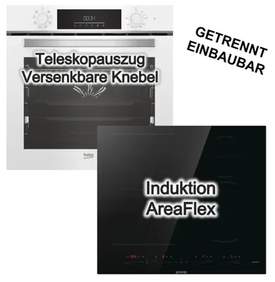 Produktbild von Herdset Beko Einbaubackofen Teleskopauszug SteamShine + Gorenje Induktionskochfeld Flex Booster TouchSlider