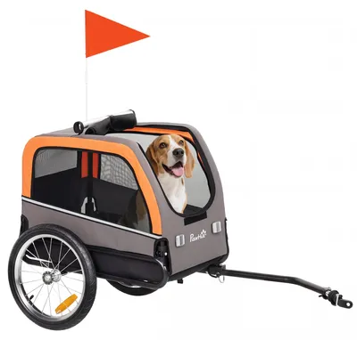 Productafbeelding van Hondenaanhanger, opvouwbare fietsaanhanger met veiligheidsreflectoren voor kleine en middelgrote honden tot 20 kg, oranje