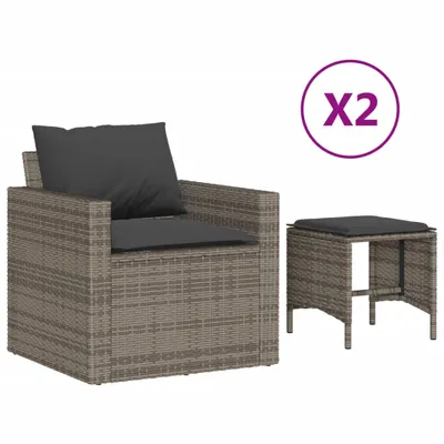 Obrázok produktu pre vidaXL 4-dielna záhradná sedacia súprava s vankúšmi Grey Poly Rattan