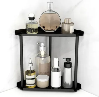 Image de Organisateur de rangement pour étagère, dimensions 27x15x27 cm, 2 niveaux, pour salle de bain