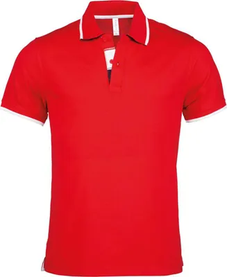 Produktbild von Kariban Herren Polo-Shirt Poloshirt Basic Kontrast Kragen Kurzarm, Größe:3XL, Farbe:Red/White/Navy