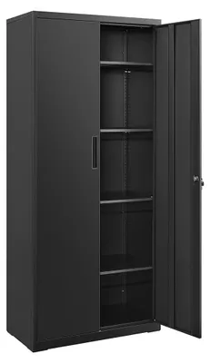 Image de Armoire de rangement en métal noir – acier revêtu par poudre – 40 x 80 x 180 cm – 40,5 kg – 25 kg par étagère