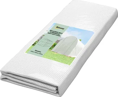 Produktbild von Gewächshausfolie 4 x 2 m, wasserdicht Gartenfolie mit Tür, 8 Fenster, UV Schutz, Reißfest Polyethylen Weiß