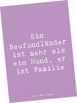 Produktbild von Mr. & Mrs. Panda Grußkarte Spruch Neufundländer Familie - Lavendeltraum - Geschenk, Ansichtskarte, Hunde mit viel Energie, Hunderassen, Familienhund, Postkarten, Pflege