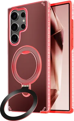 Produktbild von Avizar, MagSafe Hülle für Samsung Galaxy S24 Ultra Stoßfest mit Klappständer, Rot