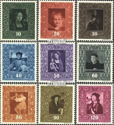 Produktbild von Briefmarken Liechtenstein 1949 Mi 268-276 (kompl.Ausg.) gestempelt Gemälde