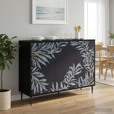 Obrázek produktu pro vidaXL Komoda DOKKUM, černá, s dekorativním vzorem dubu, 102 x 33 x 76 cm