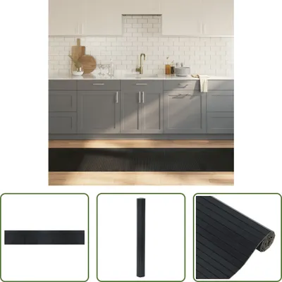 Produktbild von The Living Store Teppich Rechteckig Schwarz 70x400 cm Bambus