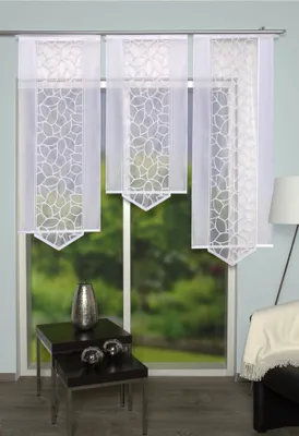 Zdjęcie produktu dla Strona główna Pomysły na wystrój wnętrz Zasłona przesuwna Jacquard Liście 125 x 57 cm Biała