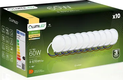 Obrázok produktu pre LUMILED LED žiarovky 10x moduly LED žiarovky INSERT 7W (60 W) extra ploché bodové 670lm teplá biela 3000K 120° keramika 10-balenie modulov