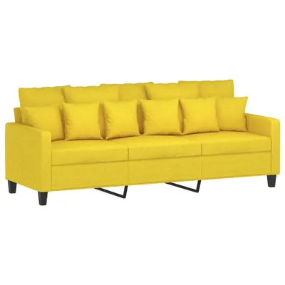Zdjęcie produktu dla Sofa 3-osobowa, jasnożółta, 180 cm, tapicerowana tkaniną