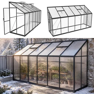 Zdjęcie produktu dla XMTECH, szklarnia przylewcowa o wymiarach 3,5 x 12 stóp, oranżeria aluminiowa o powierzchni 4,01 m², okna dachowe, płyty o grubości 4 mm
