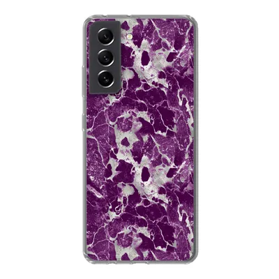 Produktbild von MuchoWow® Handyhülle Schutzhülle Hülle für Samsung Galaxy S21 FE Marmor - Glitter - Lila - Muster Silikon Softcase Handy Hülle - Mobiltelefonhülle