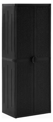 Produktbild von Gartenschrank aus Kunststoff, Haushaltsschrank, Spindschrank, Terrassenschrank, Balkonschrank, Schwarz, 65x45x172cm