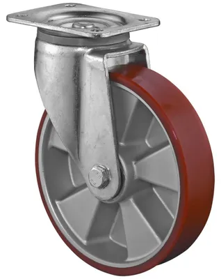 Produktbild von BS Rollen Lenkrolle L600.B90.250 Durchmesser 250mm Tragfähigkeit 1000kg Platte 135x110mm Rad Aluminium / Guss-PUR 95 - L600.B90.250