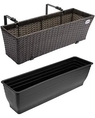Obrázek produktu pro Sada okenních truhlíků, polyratan, 60x20x19cm, 2 ks