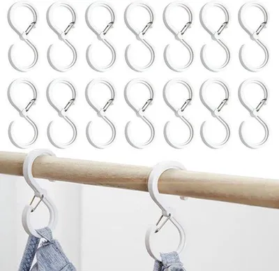Imagen del producto de Ganchos para colgar de la marca Famanu, con cierre de seguridad, paquete de 14 unidades, color blanco