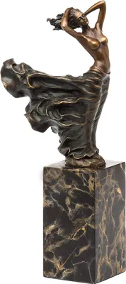 Produktbild von Bronzeskulptur im Stile der Moderne Bronzestatue Akt auf Steinplinthe 13 x 33cm