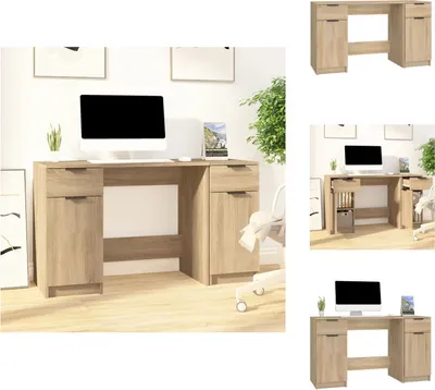 Produktbild von vidaXL Schreibtisch mit Beistellschrank Sonoma-Eiche Holzwerkstoff - Schreibtische