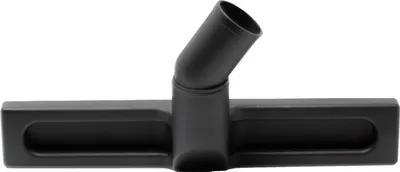 A black vacuum cleaner floor nozzle with an angled hose attachment is shown against a white background.