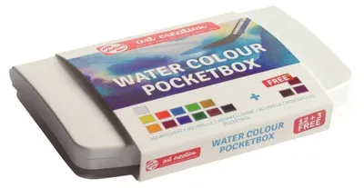 Productafbeelding van Pocketbox Aquareldoos met 15 potjes en penseel