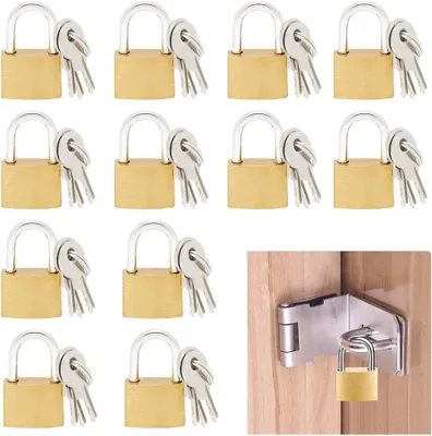 Produktbild von Mini Vorhängeschloss Set 12 Stueck, Kofferschloesser, Metall-Schluessel, Robust und Kompakt, fuer Reisen