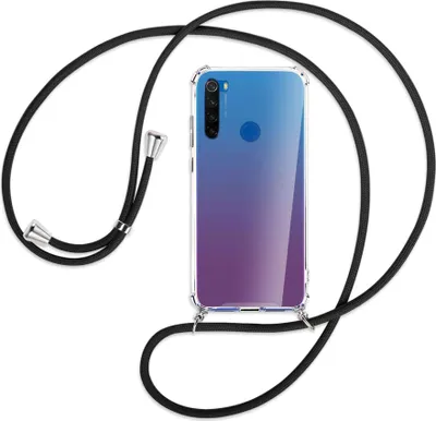 Produktbild von Handykette Backcover-Schutzhülle mit Band (Metall silberfarben) für Xiaomi Redmi Note 8T - schwarz