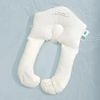 Produktbild von Generisch Seitenlagerungskissen, Atmungsaktives Weiche Kissen, 72 x 45 cm Ganzkörper Stützkissen, U Form Hug Kissen Verstellbare, Kopfstützkissen gegen Plattkopf, Abnehmbar und Waschbar, Weiß