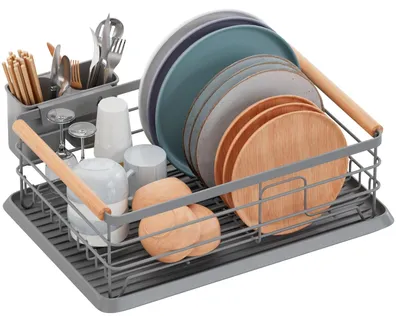 Produktbild von Geschirrständer mit Holzgriff - Grau