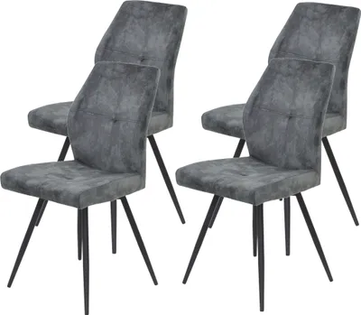 Produktbild von Hela Tische - 4er Set Esszimmerstuhl Ally - Bezug Microfaser Velvet Anthrazit - Metall Drehgestell 360° - belastbar 120kg