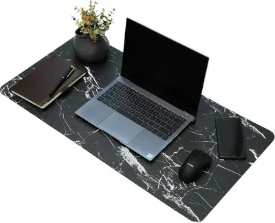Productafbeelding van Bureauonderlegger, 89x44 cm, Polyurethanleer, zwart/marmer