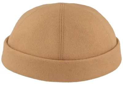 Bullani randlose handgefertigte Docker Cap aus Schurwolle in beige