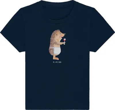 Produktbild von Mr. & Mrs. Panda Babyshirt Igel Wein 24. - 36. Monat - French Navy - Geschenk, Kinder T-Shirt, Kleinkind, Spruch, Lustige Sprüche, Baby Oberteil, Weinliebhaber, Weißwein