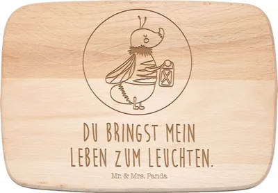 Produktbild von Mr. & Mrs. Panda Frühstücksbrettchen Glühwürmchen - Transparent - Geschenk, snackbrett, Frühstücksbrett, Verlobung, Schneidebrett, Liebe, schneidebrettchen, Holzbrett