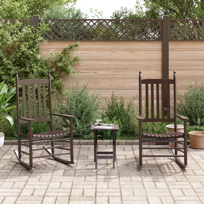 Produktbild von Möbel Schaukelstühle 2 Stk. mit Klapptisch Braun Massivholz Pappel - Schaukelstühle 3281591