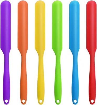 Produktbild von Unyqoos® 6-teiliges Set bunter Silikonspatel, hitzebeständig bis 220°C, flexibel & kratzschonend, spülmaschinenfest für Rühren, Schaben & Backen