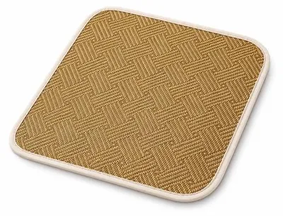 Produktbild von Hausdachschutzmatte für Hunde und Katzen - Sommerliche Hunde- und Katzenmatte 50x40 cm - Gelber Rattan-Look - für Boden und Teppich