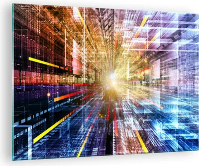 Produktbild von Bilder auf glas - Grafik Computer Raum Geometrie - 70x50cm - Glasbilder - Wandbilder - Kunstdruck - zum Aufhängen bereit - Wanddekoration aus Glas - Glas Bilder - Wandbild auf Glas - GAA70x50-2350