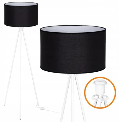 Produktbild von Cerlux Trigni Stehleuchte Schwarz Leinen 136cm Weiß