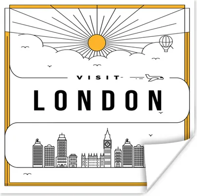 Produktbild von MuchoWow® Poster Stadtbild London - weiß 100x100 cm - Babyzimmer