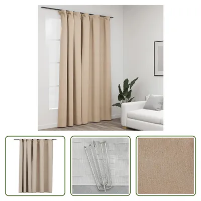 Image de The Living Store Rideau occultant avec crochets aspect lin Beige 290x245 cm